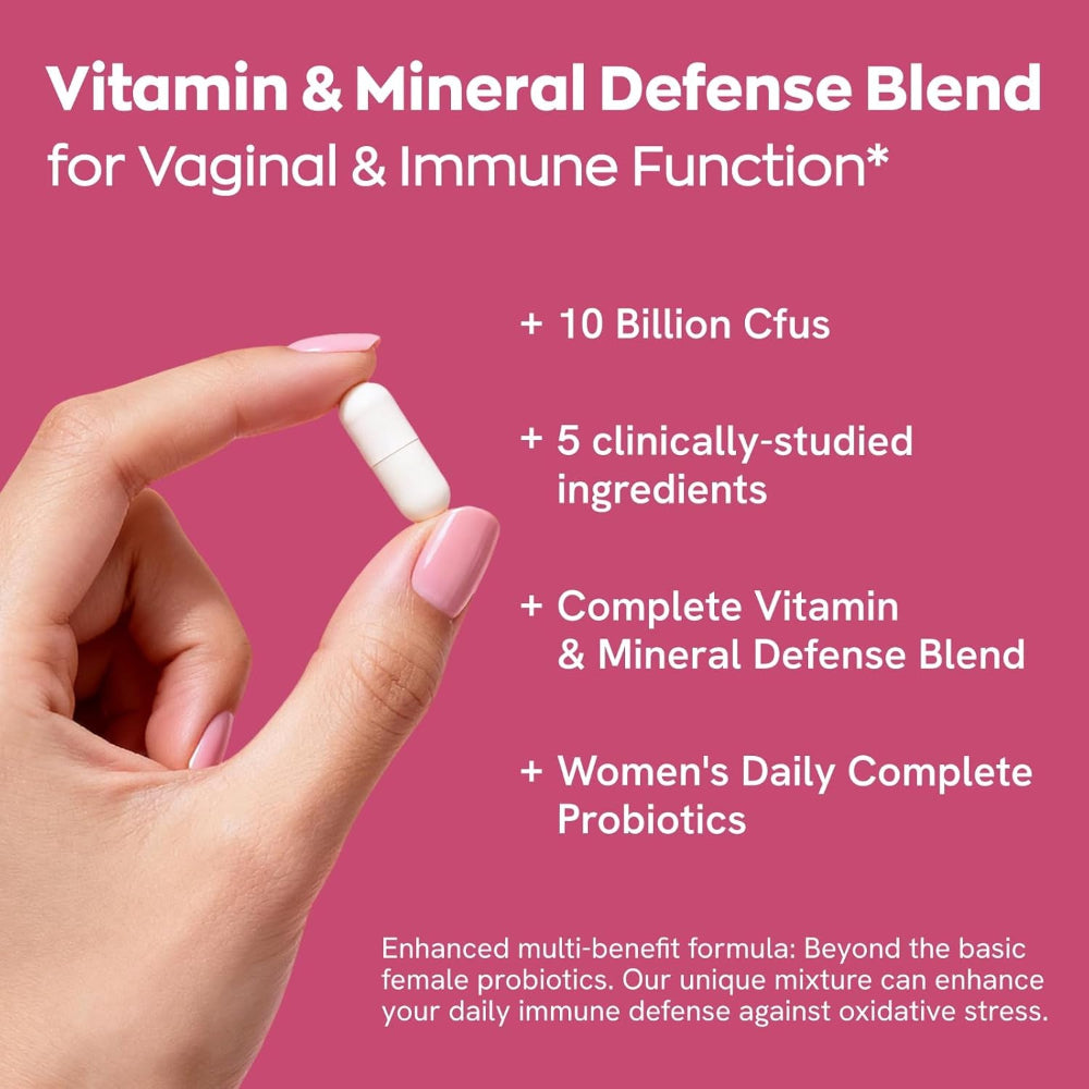 Vaginal Probiotics for Women Odor & Itch Support, Urinary | Ph Balance, Female Probiotics 10 Billion CFU Lactobacillus Probiotics Blend,Selenium-Vitamin C/E/D3 Promote Immune Health, 30 Count