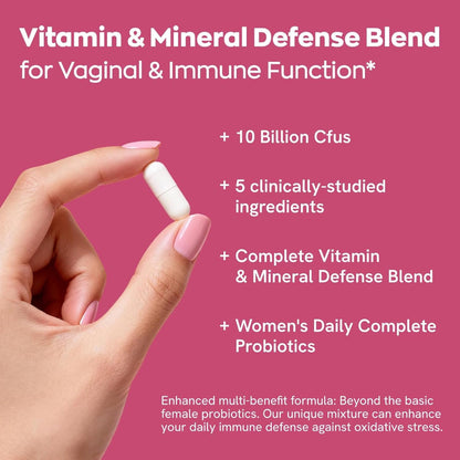Vaginal Probiotics for Women Odor & Itch Support, Urinary | Ph Balance, Female Probiotics 10 Billion CFU Lactobacillus Probiotics Blend,Selenium-Vitamin C/E/D3 Promote Immune Health, 30 Count