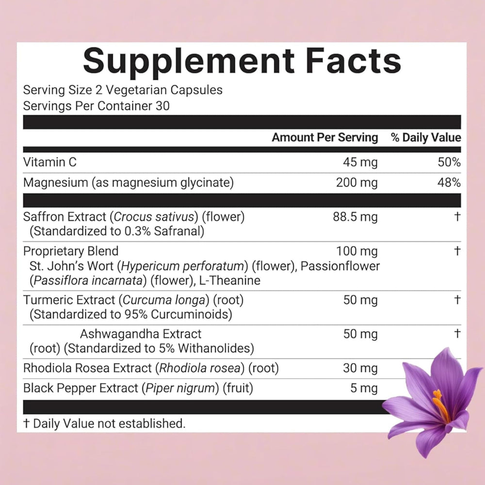 Saffro Supplements | 10-In-1 with Saffron Extract, Vitamin C, Magnesium, Turmeric, & KSM-66 Ashwagandha | Boost Energy and Mood | 60 Capsules (1)