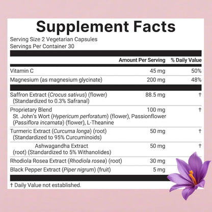 Saffro Supplements | 10-In-1 with Saffron Extract, Vitamin C, Magnesium, Turmeric, & KSM-66 Ashwagandha | Boost Energy and Mood | 60 Capsules (1)