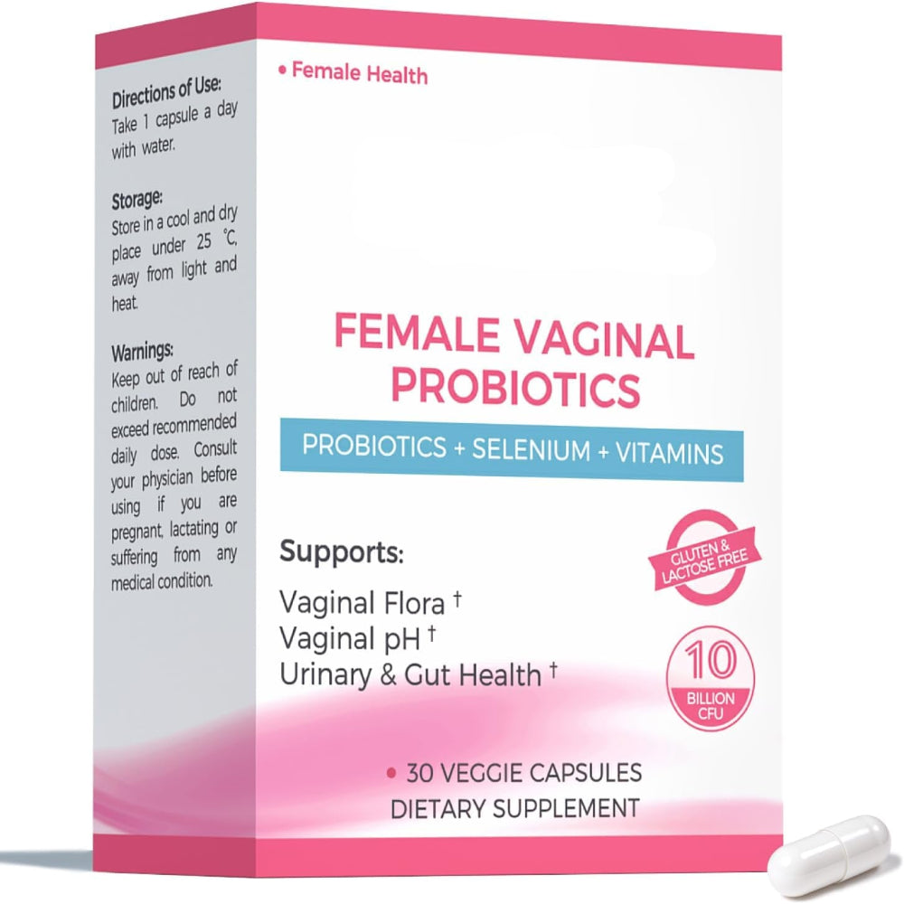 Vaginal Probiotics for Women Odor & Itch Support, Urinary | Ph Balance, Female Probiotics 10 Billion CFU Lactobacillus Probiotics Blend,Selenium-Vitamin C/E/D3 Promote Immune Health, 30 Count