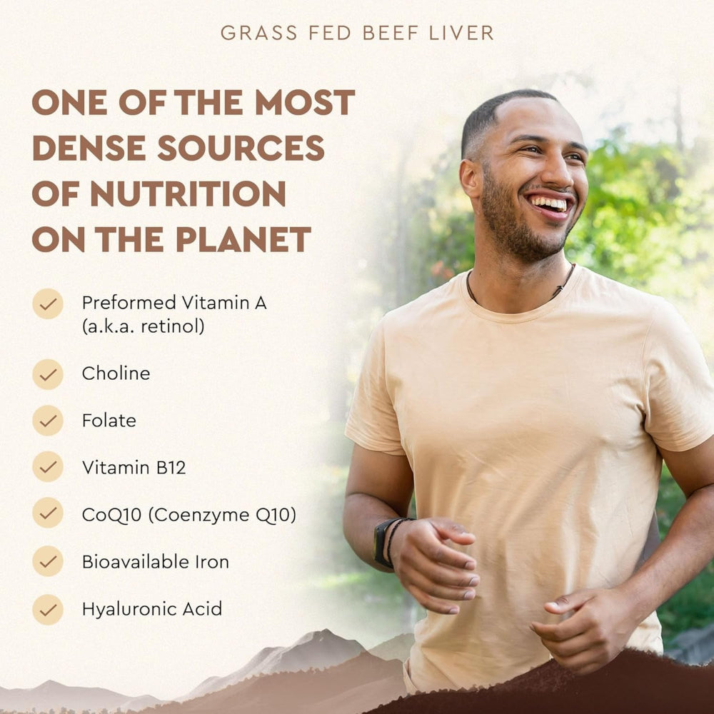 Grass Fed Beef Liver 180 Capsules, Supports Energy Production, Detoxification, Digestion, Immunity and Full Body Wellness, Non-Gmo, Freeze Dried Liver Health Supplement
