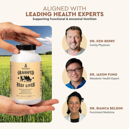 Grass Fed Beef Liver 180 Capsules, Supports Energy Production, Detoxification, Digestion, Immunity and Full Body Wellness, Non-Gmo, Freeze Dried Liver Health Supplement