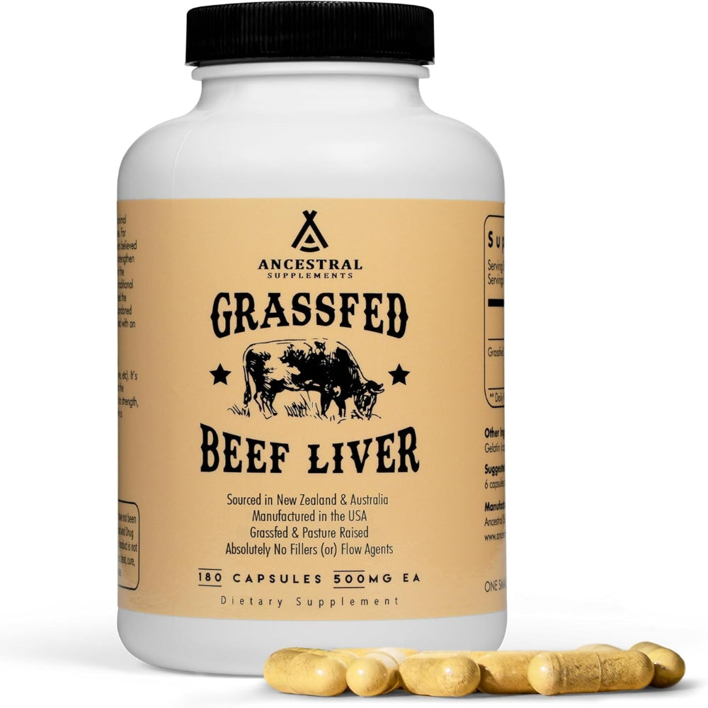 Grass Fed Beef Liver 180 Capsules, Supports Energy Production, Detoxification, Digestion, Immunity and Full Body Wellness, Non-Gmo, Freeze Dried Liver Health Supplement