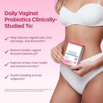 Vaginal Probiotics for Women Odor & Itch Support, Urinary | Ph Balance, Female Probiotics 10 Billion CFU Lactobacillus Probiotics Blend,Selenium-Vitamin C/E/D3 Promote Immune Health, 30 Count